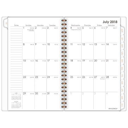 AT-A-GLANCE® Sloane Diamond Academic Weekly/Monthly Planner, 4 7/8" x 8", Coral/White, July 2018 to June 2019