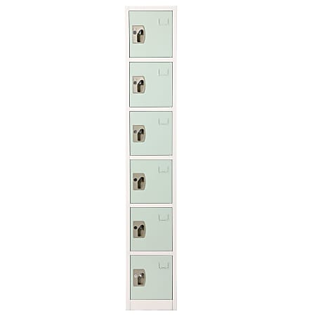 Alpine 6-Tier Steel Lockers, 72”H x 12”W x 12”D, Misty Green, Pack Of 2 Lockers