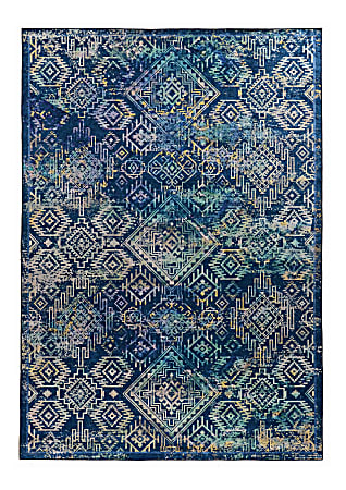 Linon Innova Area Rug, 5' x 7', Plynne Navy/Teal 