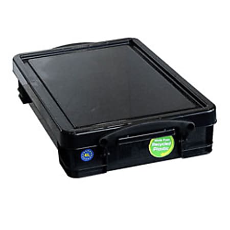 Really Useful Box® Plastic Storage Box, 4 Liter, 3 1/4"H x 10 1/2"W x 14 1/2"D, 100% Recycled, Black