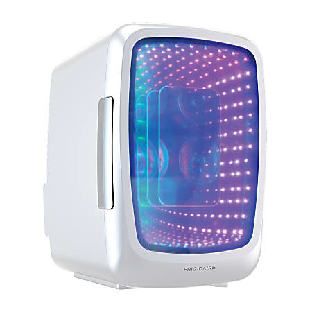 Frigidaire 0.14 Cu. Ft. 6-Can Retro Gaming Light-Up Portable Beverage Mini Fridge, White