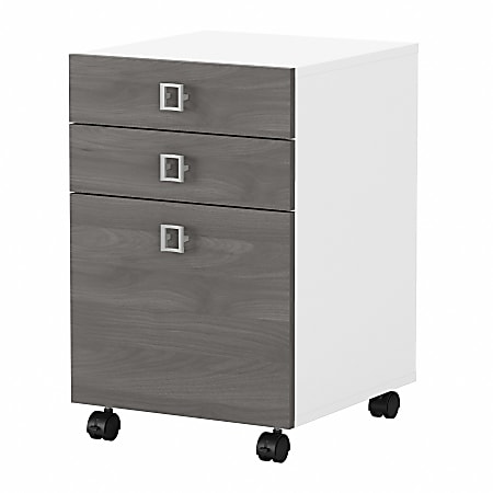 Kathy Ireland Office Echo 3-Drawer Mobile File Cabinet, Pure White/Modern Gray, Standard Delivery