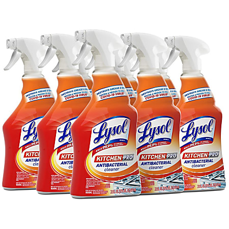 Lysol Kitchen Pro Antibacterial Cleaner - For Multi Surface - 22 fl oz (0.7 quart) - Fresh Citrus Scent - 9 / Carton - Deodorize, Streak-free, Chemical-free, Disinfectant, Anti-bacterial, Residue-free - Clear