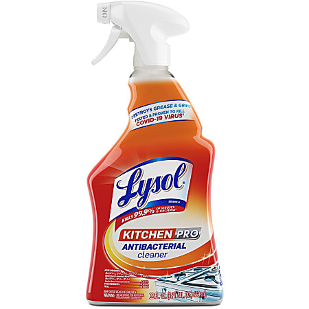 Lysol Kitchen Pro Antibacterial Cleaner - For Multi Surface - 22 fl oz (0.7 quart) - Fresh Citrus Scent - 9 / Carton - Deodorize, Streak-free, Chemical-free, Disinfectant, Anti-bacterial, Residue-free - Clear
