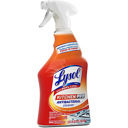 Lysol Kitchen Pro Antibacterial Cleaner - For Multi Surface - 22 fl oz (0.7 quart) - Fresh Citrus Scent - 9 / Carton - Deodorize, Streak-free, Chemical-free, Disinfectant, Anti-bacterial, Residue-free - Clear
