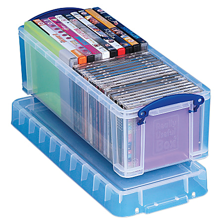 Really Useful Box Plastic Storage Container With HandlesLatch Lid 28 x 17  516 x 12 14 Clear - Office Depot