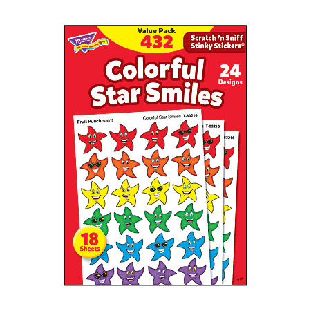 Trend® Stinky Stickers, Smiley Stars, Pack Of 432