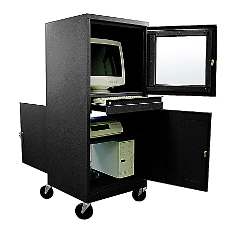 Atlantic Metal Industries Mobile Computer Security Cabinet, Black