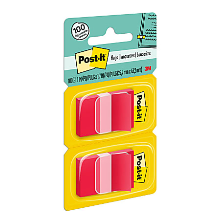 Post it Notes Flags 1 x 1 710 Red 50 Flags Per Pad Pack Of 2 Pads