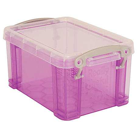 Really Useful Box® Plastic Storage Container With Built-In Handles And Snap Lid, 1.6 Liters, 7 1/2" x 5 1/4" x 4 1/4", Purple