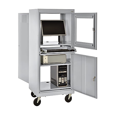 Atlantic Metal Industries Mobile Computer Security Cabinet, Dove Gray