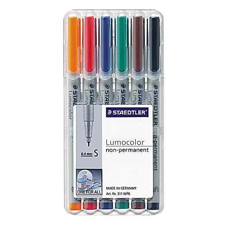 Staedtler® Lumocolor® 80% Recycled Nonpermanent Markers, Ultra Fine, Assorted Colors, Pack Of 6