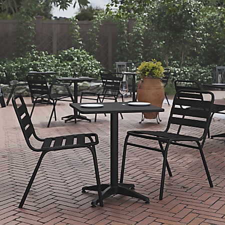 Flash Furniture Square Aluminum Indoor/Outdoor Furniture Table, 27-1/2"H x 23-1/2"W x 23-1/2"D, Gray/Black