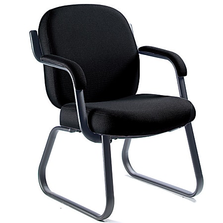 Global® Commerce™ Fabric Guest Chair, 34"H x 24 3/4"W x 28 1/2"D, Black Frame, Asphalt Fabric