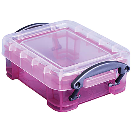 Really Useful Box® Plastic Storage Box, 0.7 Liter, 6" x 4" x 3", Pink