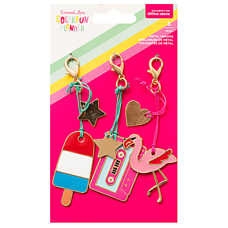 American Crafts Damask Love Colorfun Planner Charms, Pack Of 3 Charms