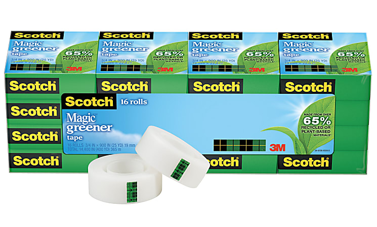 Scotch Magic Greener Invisible Tape 34 x 900 Clear Pack of 16 rolls  Office Depot