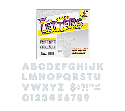 TREND Casual Style Sparkle Letters/Numbers, 4", Silver