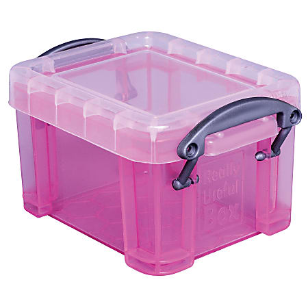Really Useful Box® Plastic Storage Container With Built-In Handles And Snap Lid, 0.14 Liter, 3 1/4" x 2 1/2" x 2", Pink