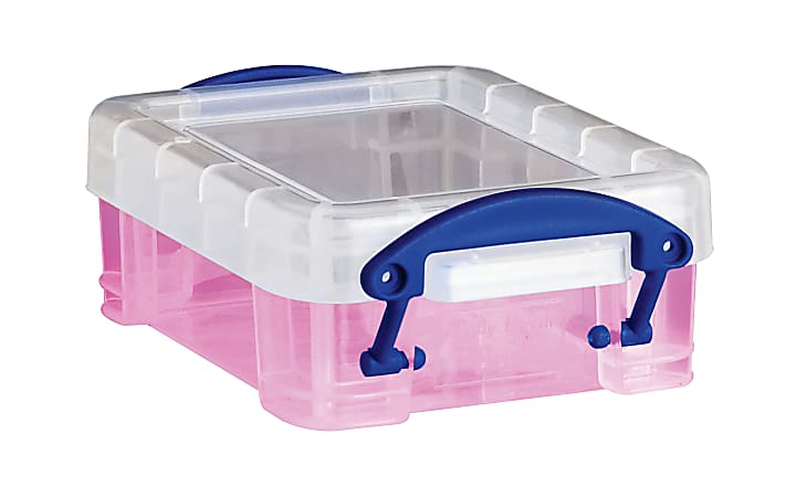 Really Useful Box® Plastic Storage Box, 0.07 Liter, 3 1/4" x 2 1/2" x 1 1/4", Pink