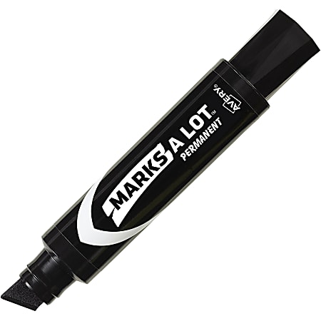 Avery? Marks A Lot Marks A Lot Permanent Markers - Jumbo Desk-Style Size - Chisel Marker Point - Black Ink - Black Barrel - 1 Dozen
