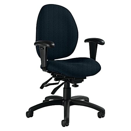 Global® Malaga Low-Back Multi-Tilter Chair With Arms, 37"H x 26"W x 24"D, Sapphire/Black