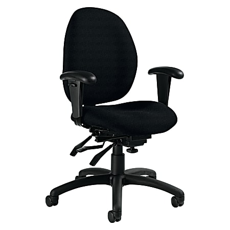 Global® Malaga Low-Back Multi-Tilter Chair With Arms, 37"H x 26"W x 24"D, Black