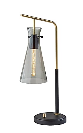 Adesso Walker Desk Lamp, 24”H, Smoked Glass Shade/Black