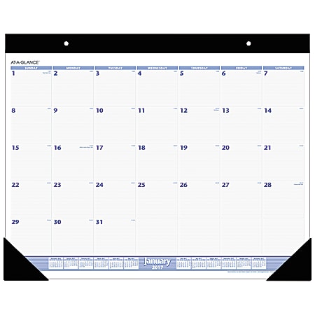 AT-A-GLANCE® 30% Recycled Desk Pad Calendar, 24" x 19", Blue/Gray, January–December 2017