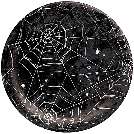 Amscan Spider Web Paper Plates, 10", Black/White, Pack Of 40 Plates