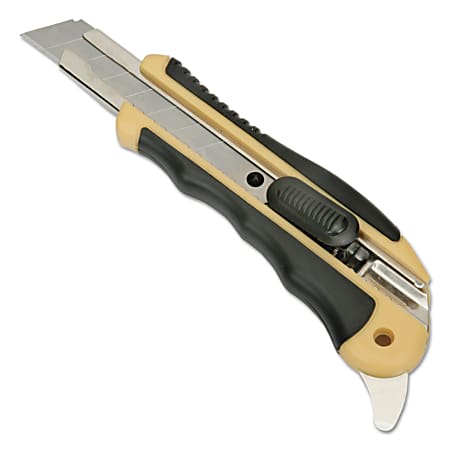 Boardwalk Retractable Straight-Edge Snap Blade Utility Knife, Yellow