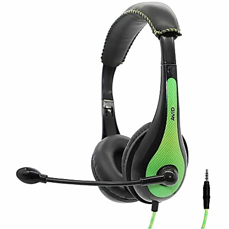 Avid Education AE-36 Headset with Noise Cancelling Microphone and 3.5mm Plug, Green, 1EDUAE36GREEN