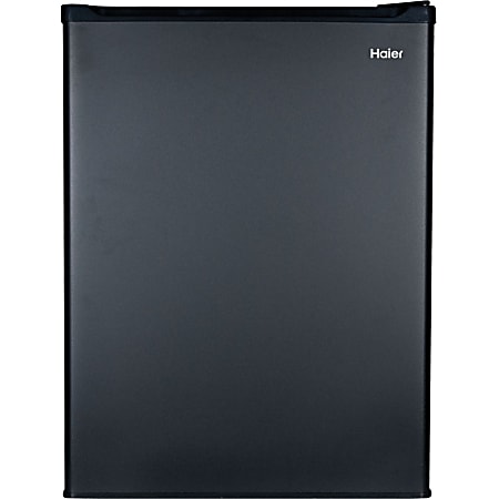 Haier 2.7 Cu. Ft. Mini Refrigerator with Half-width Freezer Compartment - 2.70 ftÃ‚³ - Manual Defrost - Reversible - 2.42 ftÃ‚³ Net Refrigerator Capacity - 0.28 ftÃ‚³ Net Freezer Capacity - 120 V AC - 238 kWh per Year - Black - Glass Shelf