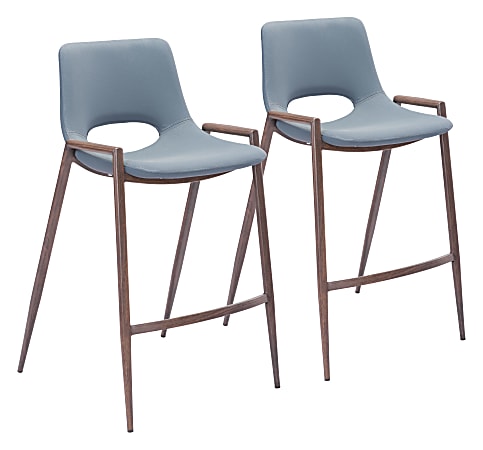Zuo Modern Desi Counter Chairs, Gray/Brown, Set Of 2 Chairs