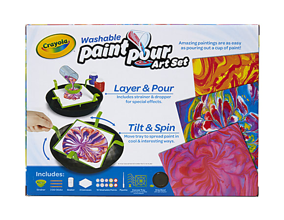 Crayola Washable Paint Pour Set, Paint Set, 20 Pcs, Gift for Teens & Kids