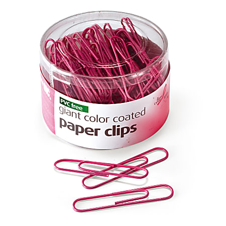 OIC® Paper Clips, Tub Of 80, Jumbo, Breast Cancer Awareness