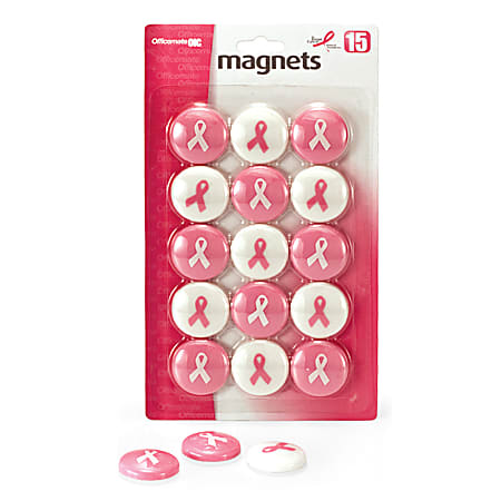 OIC® Breast Cancer Awareness Magnets, 1 1/4", Pink, Pack Of 15