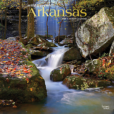 Brown Trout Monthly Regional Wall Calendar, 24" x 12", Wild & Scenic Arkansas, January to December 2022, 9781975438388