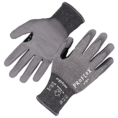 Ergodyne Proflex 7071-12PR PU-Coated Cut-Resistant Gloves, Gray, X-Large, Set Of 12 Pairs