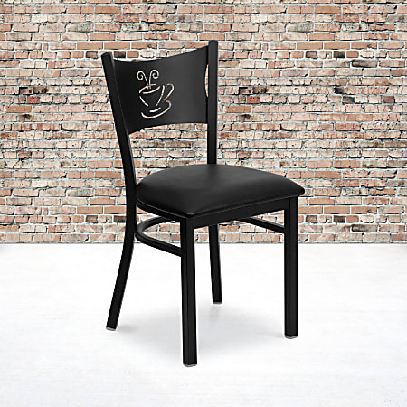 Flash Furniture Coffee Back Metal/Vinyl Restaurant Chair, Black