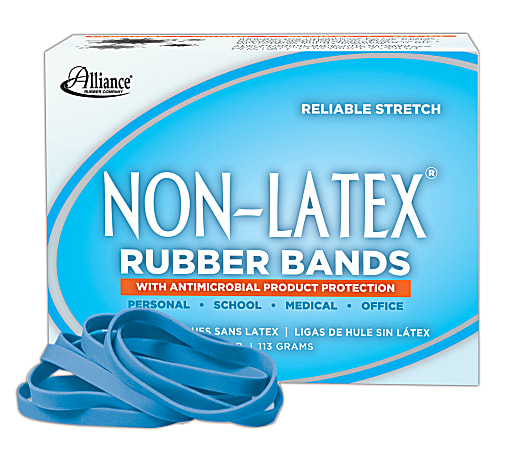 Alliance® Rubber Bands With Antimicrobial Protection, #64, 3 1/2" x 1/4", Cyan Blue, 40 Per Pack