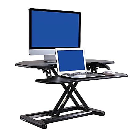 FlexiSpot AlcoveRiser Sit-To-Stand Corner Desk Converter, 35"W, Black
