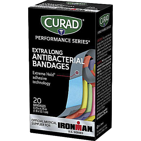 Curad Antibacterial Ironman Bandages - 0.75" x 4.75" - 1/Box - 20 Per Box - Multi - Fabric
