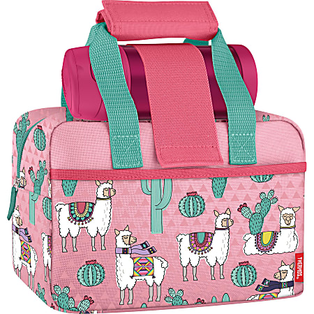 Thermos® Llamas Insulated Lunch Kit, 6-3/16"H x 9-1/4"W x 5"D, Pink/Seafoam