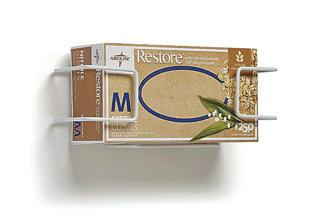 Medline Horizontal Wire Glove Dispensers, Single, White, 5 Dispensers Per Pack, Case Of 2 Packs