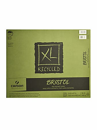 Canson XL Recycled Bristol Pad, 14" x 17", Fold-Over, Pad Of 25 Sheets