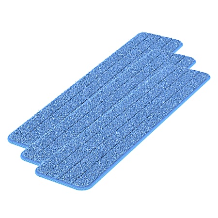 Gritt Commercial Premium Microfiber Hook & Loop Wet Mop Pads, 24", Blue, Pack Of 3 Pads
