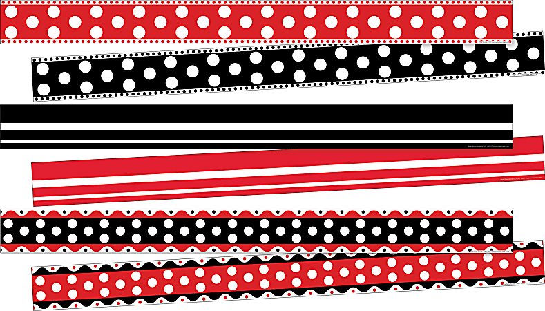 Barker Creek Double-Sided Borders, 3" x 35", Stripes & Dots, 12 Strips Per Pack, Set Of 3 Packs