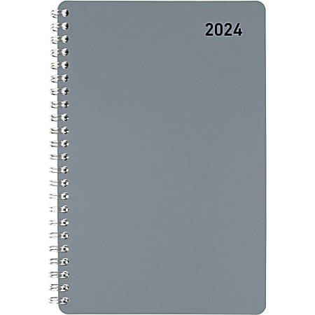 2024 Office Depot® Brand Weekly/Monthly Appointment Book, 4" x 6", Silver, January to December 2024 , OD710430