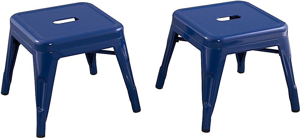 Ace Kid's Metal Stools, Navy Blue, Set Of 2 Stools